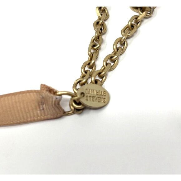 Vintage Danielle Stevens Gold Toned 2 Strand Crystal Ribbon Necklace - Picture 3 of 3